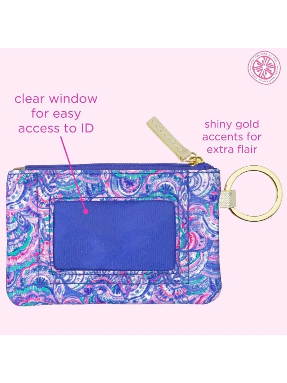Colorful Zip Card Case ID Wallet - Happy As A Clam Design, Perfect for Travel